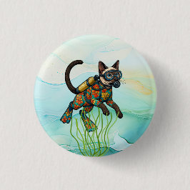 Scuba Cat dyker Under vattnet Knapp