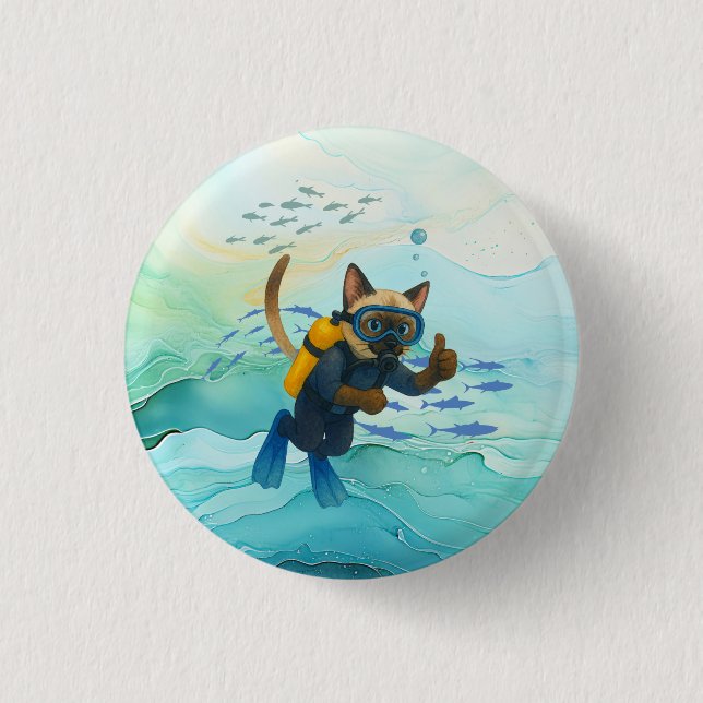Scuba Cat dyker Under vattnet  Knapp (Framsida)