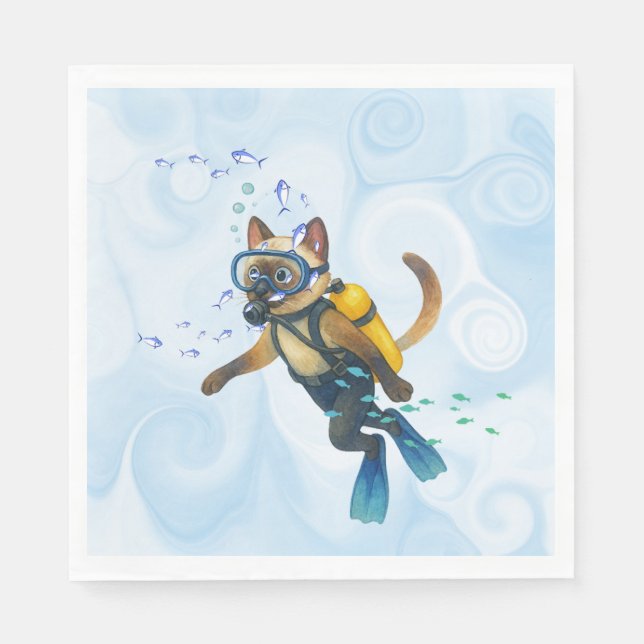 Scuba Cat dyker Under vattnet  Pappersservett (Framsidan)