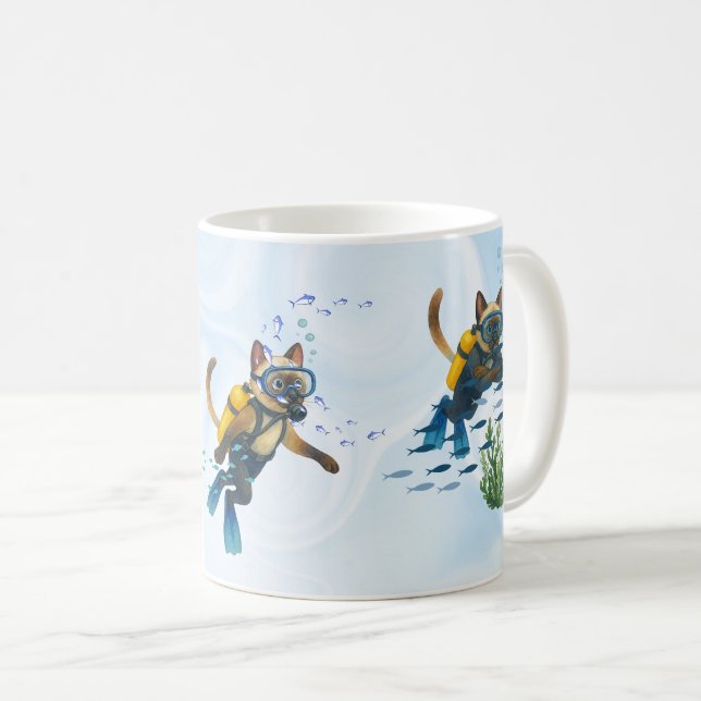 Scuba Cat is diving  Underwater  Kaffemugg (Framsida höger)