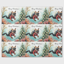 Scuba Cat Underwater Holiday God Jul Presentpapper