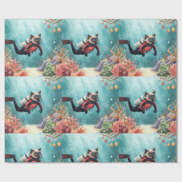 Scuba Cat Underwater Holiday God Jul Presentpapper