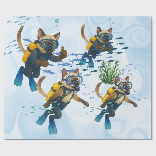 Scuba Cats dyker Under vattnet  Presentpapper (Platt)