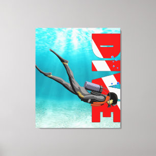 SCUBA Diver Canvastryck