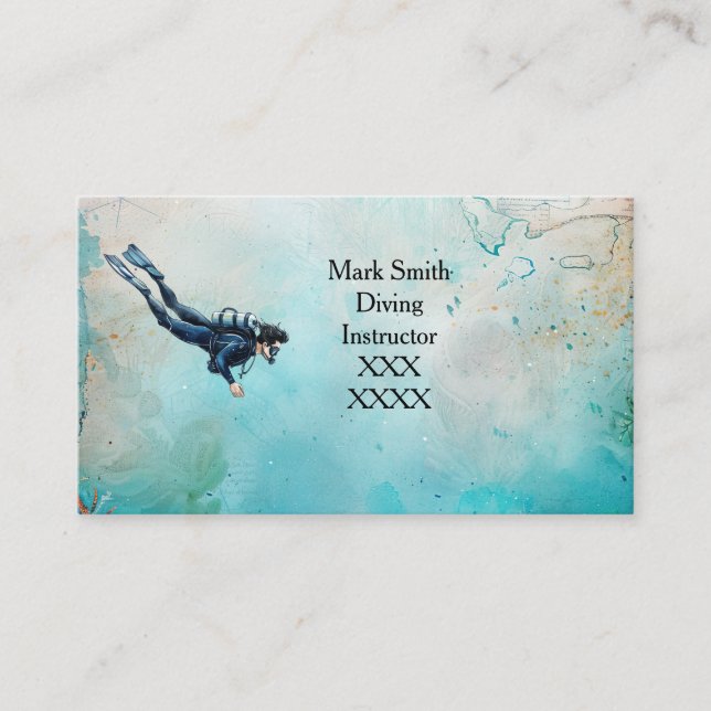 Scuba Diver Diving underwater  Visitkort (Framsida)
