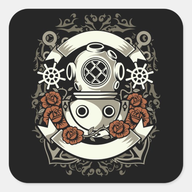 Scuba Diver Fyrkantigt Klistermärke (Framsida)