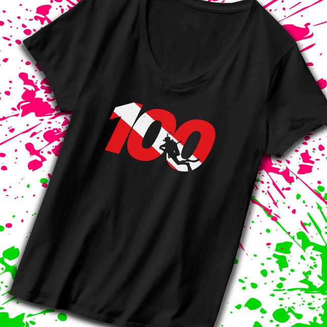 Scuba Diver Gift 100th Dive Scuba Diving Milestone T Shirt (Skapare uppladdad)