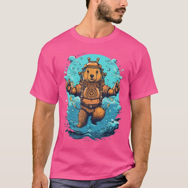 Scuba Diver Groundhog Dyka Snor T Shirt (Framsida)