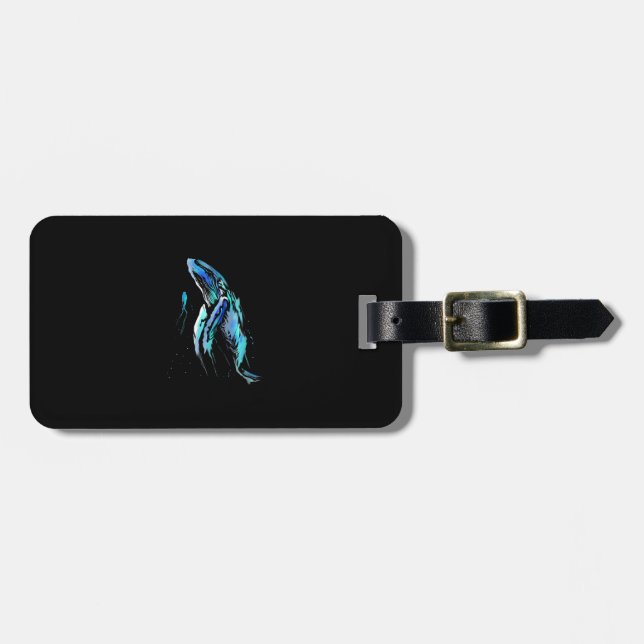 Scuba Diver Humpback Whale Swimming Diving Gift Bagagebricka (Horisontell Framsida)