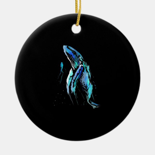Scuba Diver Humpback Whale Swimming Diving Gift Julgransprydnad Keramik (Framsidan)