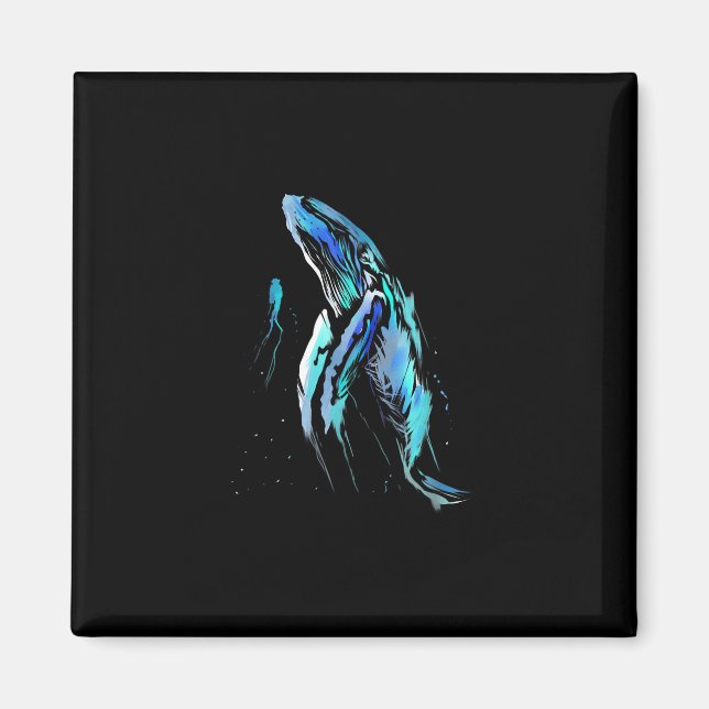 Scuba Diver Humpback Whale Swimming Diving Gift Magnet (Framsidan)