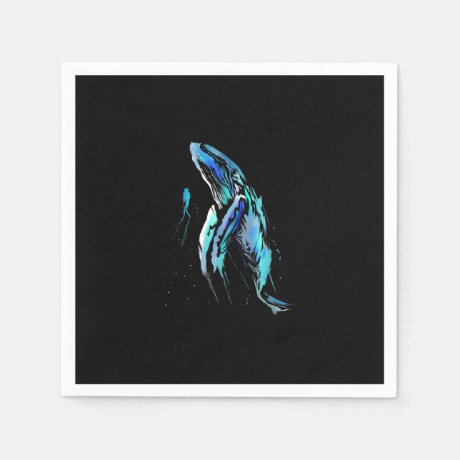 Scuba Diver Humpback Whale Swimming Diving Gift Pappersservett (Framsidan)