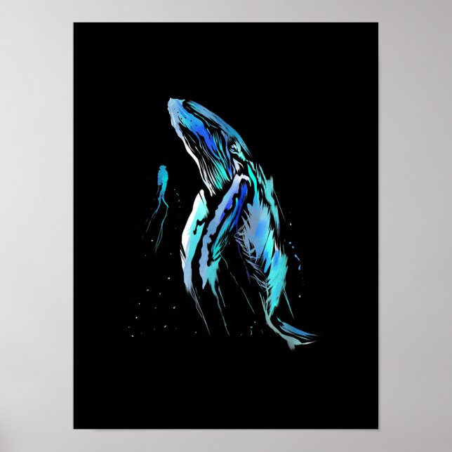 Scuba Diver Humpback Whale Swimming Diving Gift Poster (Framsidan)