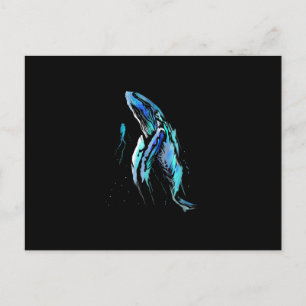 Scuba Diver Humpback Whale Swimming Diving Gift Vykort