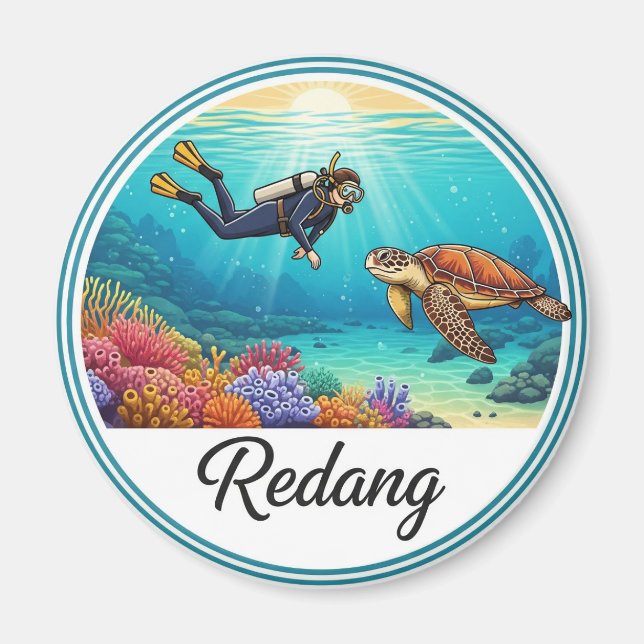 Scuba Diver i Redang Malaysia Magnet (Framsidan)