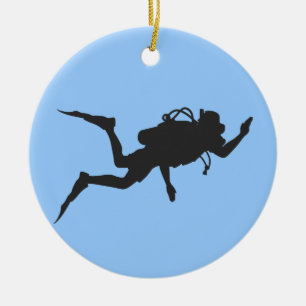 Scuba Diver Julgransprydnad Keramik