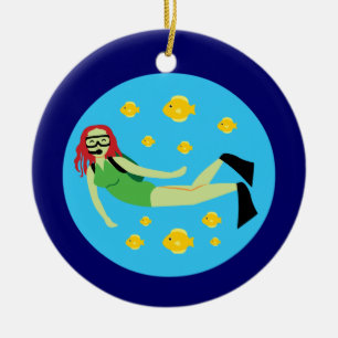Scuba Diver Julgransprydnad Keramik