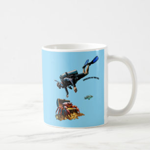 SCUBA Diver och en skattekest Guld Mynt URM Kaffemugg