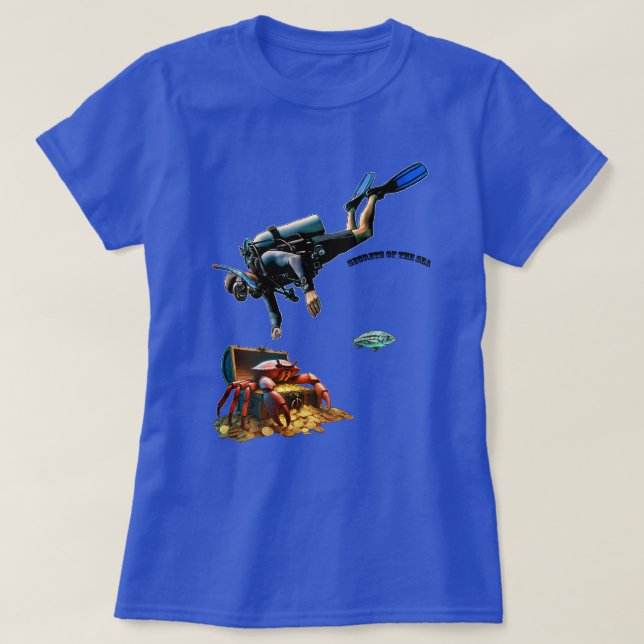 SCUBA Diver och en skattekest Guld Mynt URM T Shirt (Design framsida)