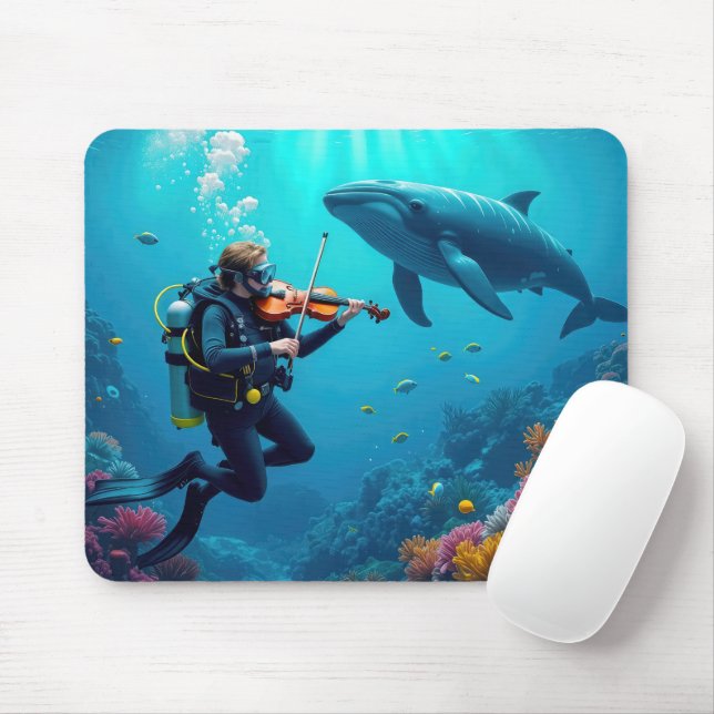 Scuba Diver Playing a Violin For a Whale Musmatta (Med mus)