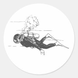 Scuba Diver Runt Klistermärke