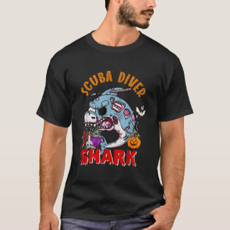 Scuba Diver Shark Halloween Shark Horror Zombie Lo T Shirt