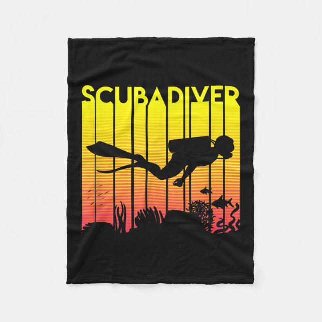 Scuba Diver Silhouette Diving Swimming Sea Diver Fleecefilt (Framsidan)