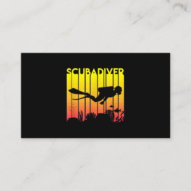 Scuba Diver Silhouette Diving Swimming Sea Diver Visitkort (Framsida)
