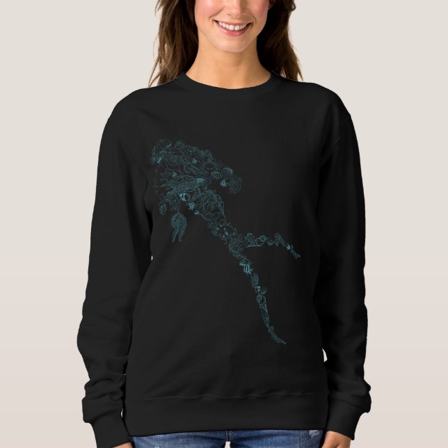  Scuba diver silhouette in blue marine life design T Shirt (Framsida)
