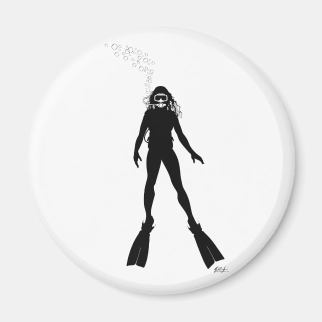 Scuba Diver Silhouette (Woman) Magnet (Framsidan)