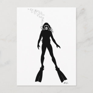 Scuba Diver Silhouette (Woman) Vykort