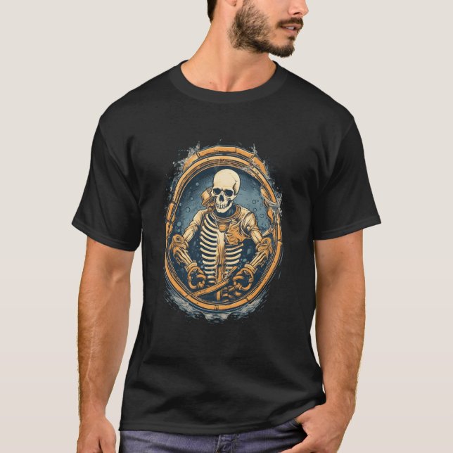 Scuba Diver Skeleton Undervattenskahavskuban Di T Shirt (Framsida)