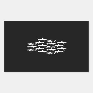 Scuba Diver Swimming med en hajskola Rektangulärt Klistermärke