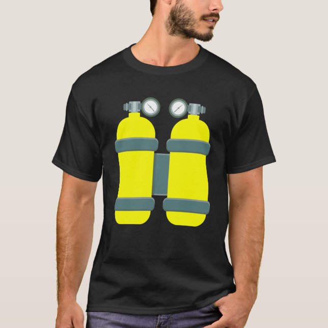 Scuba Diver Tanks Baktryck Halloween Kostym T Shirt (Framsida)