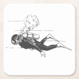 Scuba Diver Underlägg Papper Kvadrat