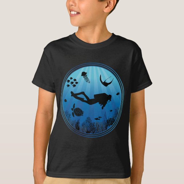 Scuba Diver Undervatten T Shirt (Framsida)