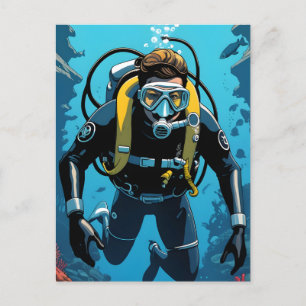 Scuba Diver Vykort