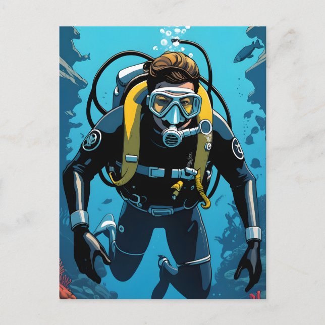 Scuba Diver Vykort (Framsida)