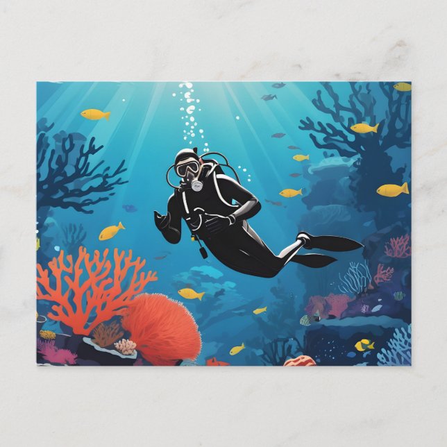 Scuba Diver Vykort (Framsida)
