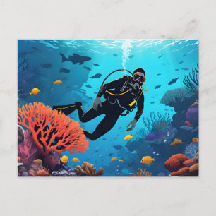 Scuba Diver Vykort