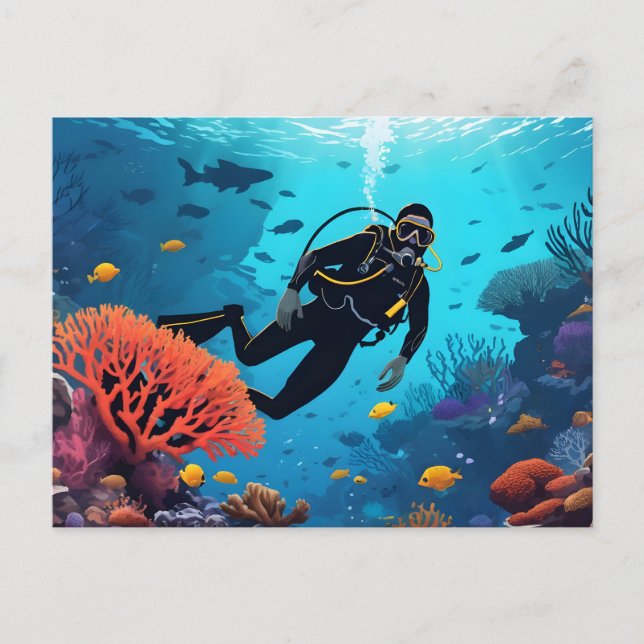 Scuba Diver Vykort (Framsida)
