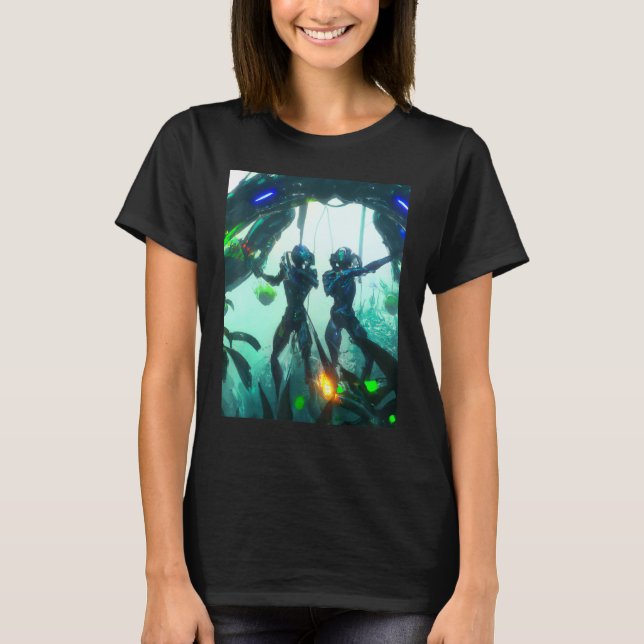 Scuba divers diving portrait t shirt (Framsida)