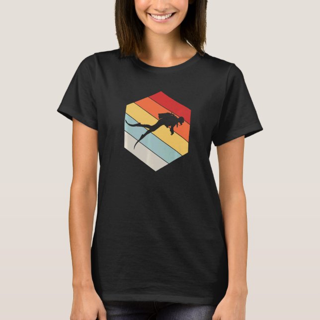 Scuba Diving Divemaster Geometrisk Nedsliten Vinta T Shirt (Framsida)