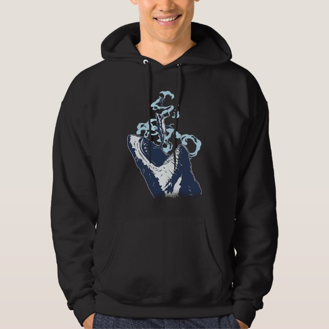 Scuba Diving Diver Shark Megalodon Hoodie (Framsida)