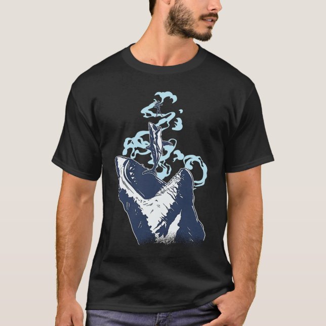Scuba Diving Diver Shark Megalodon T Shirt (Framsida)