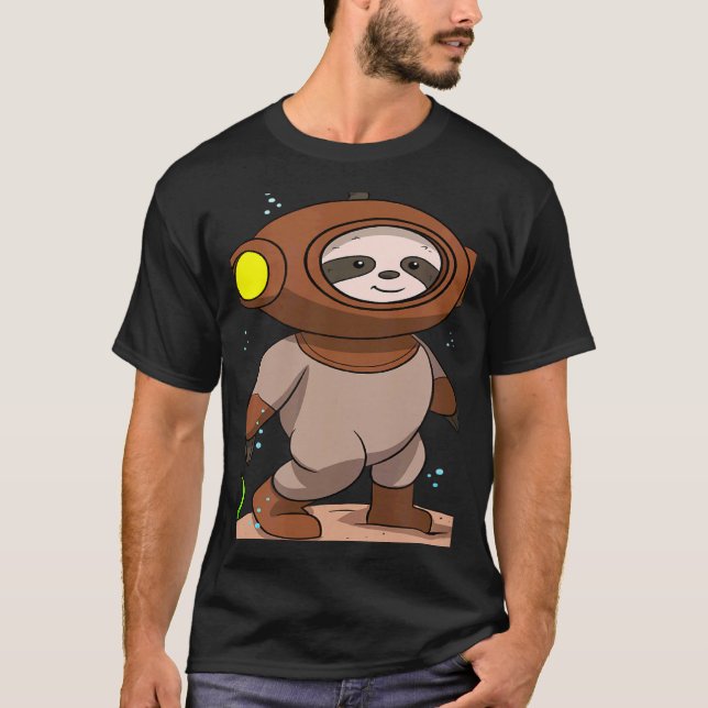 Scuba Diving Snorkeling Sloth Lazy Tired Dive Slee T Shirt (Framsida)