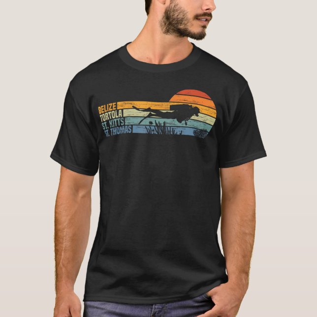 Scuba Dyk Karibien  Belize St. Thomas Tortola St T Shirt (Framsida)