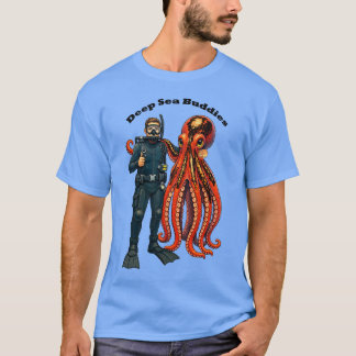 SCUBA-dykande dykare poserar med en jättebläckfisk T Shirt