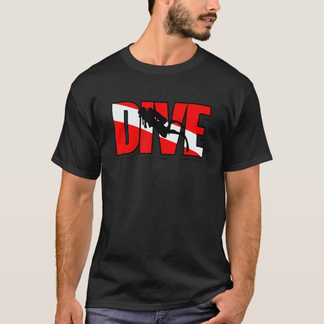 Scuba Dykning -Dykflagga T Shirt (Framsida)