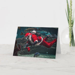 Scuba Dykning Tomte Foder Fiskar Mele Kalikimaka Helgkort